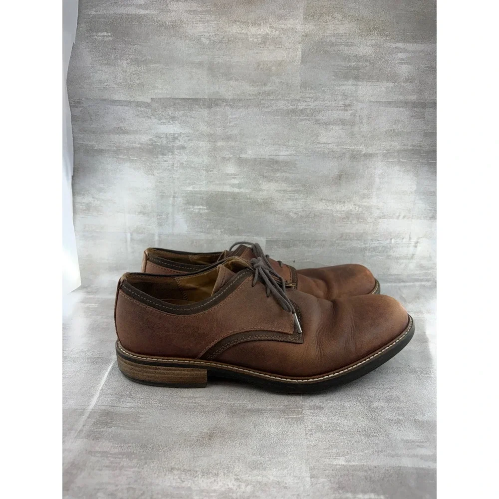 Ecco Men Brown Leather Derby Shoes Lace Up Shock Point 512094 Size 43 US 9